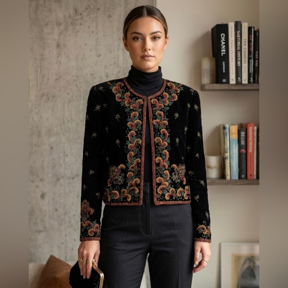 Adrianna Papell Jackets & Blazers - Vintage Adrianna Papell Beaded Velvet Trophy Jacket PS